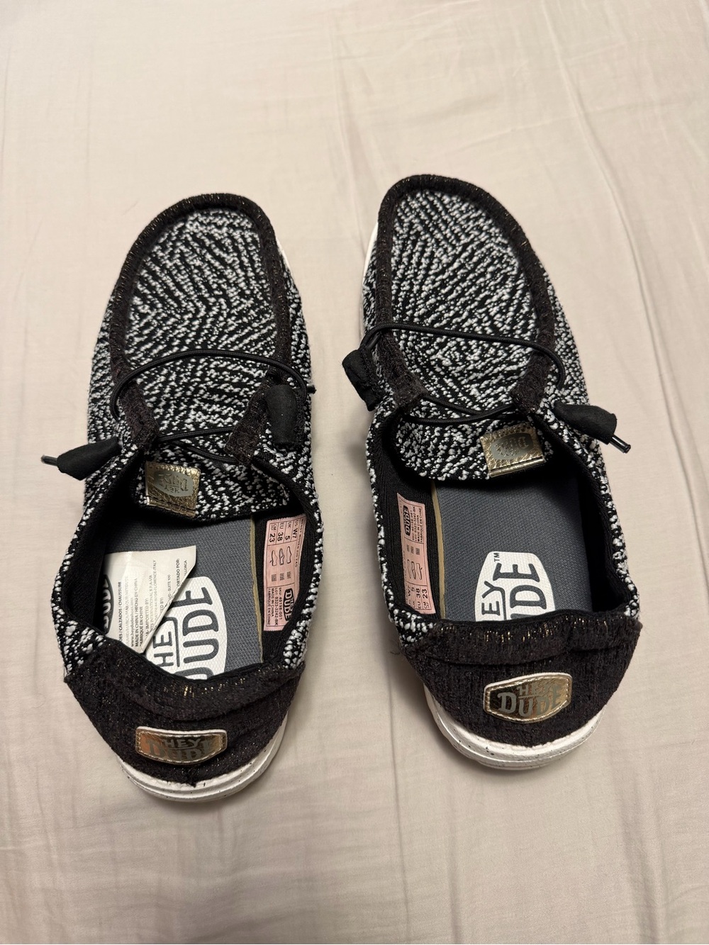 Hey Dude Women Black & White Slip-On Sneakers